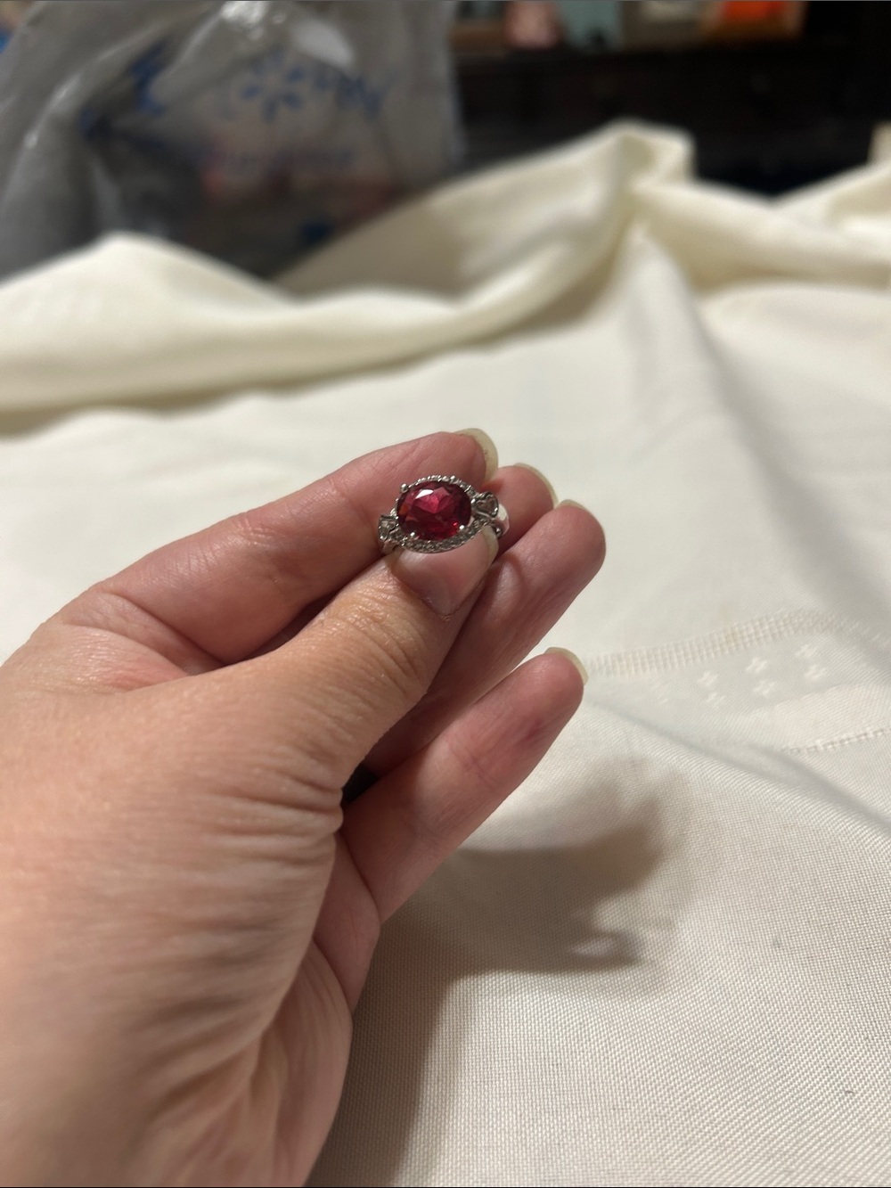 Elegant Red Gemstone Silver Ring - Classic Women's Jewelry